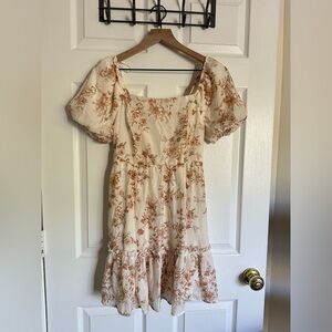 Comfortable Size Small blu pepper cream and rust floral dress